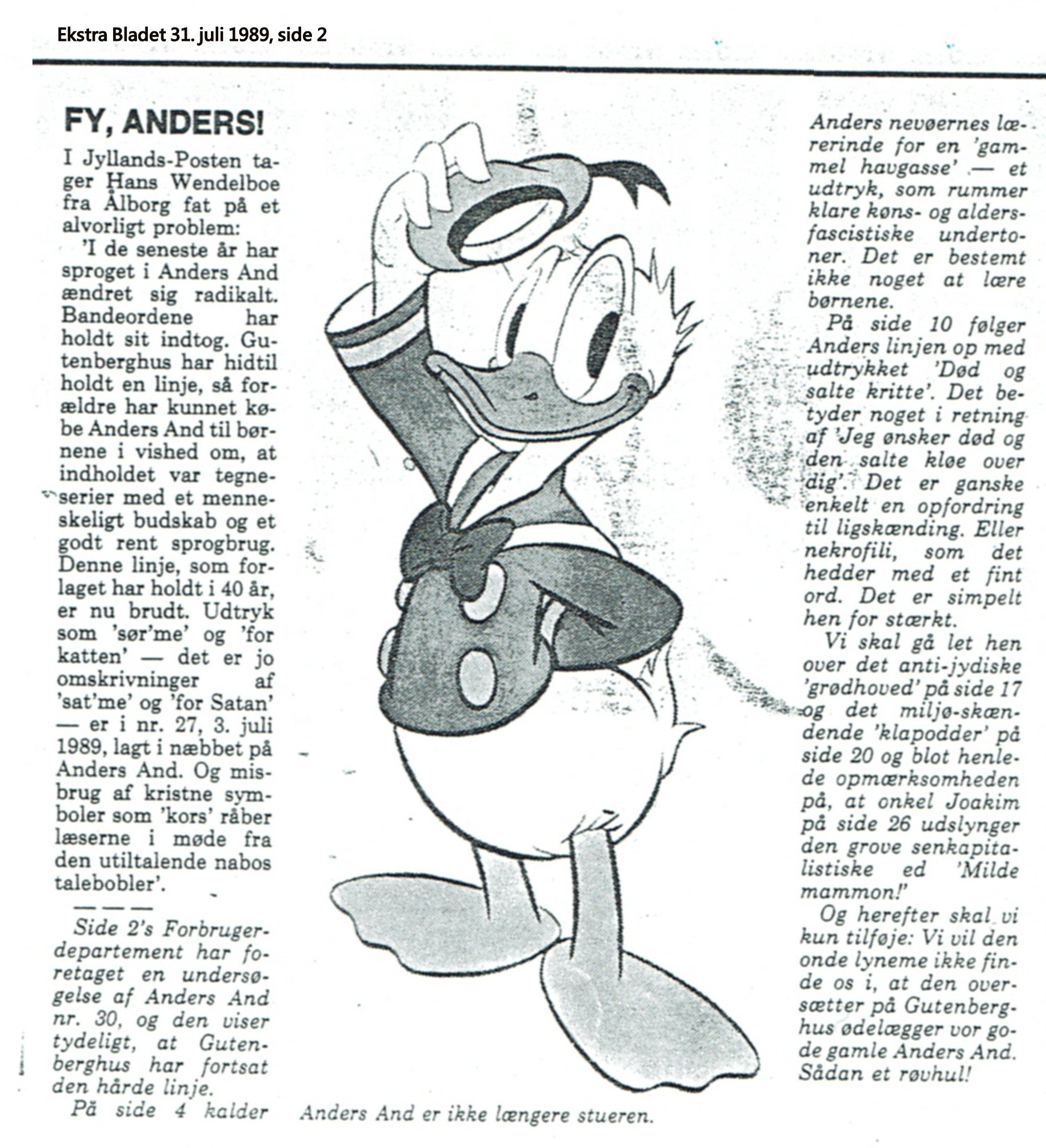 Ekstrabladet 31. juli 1989